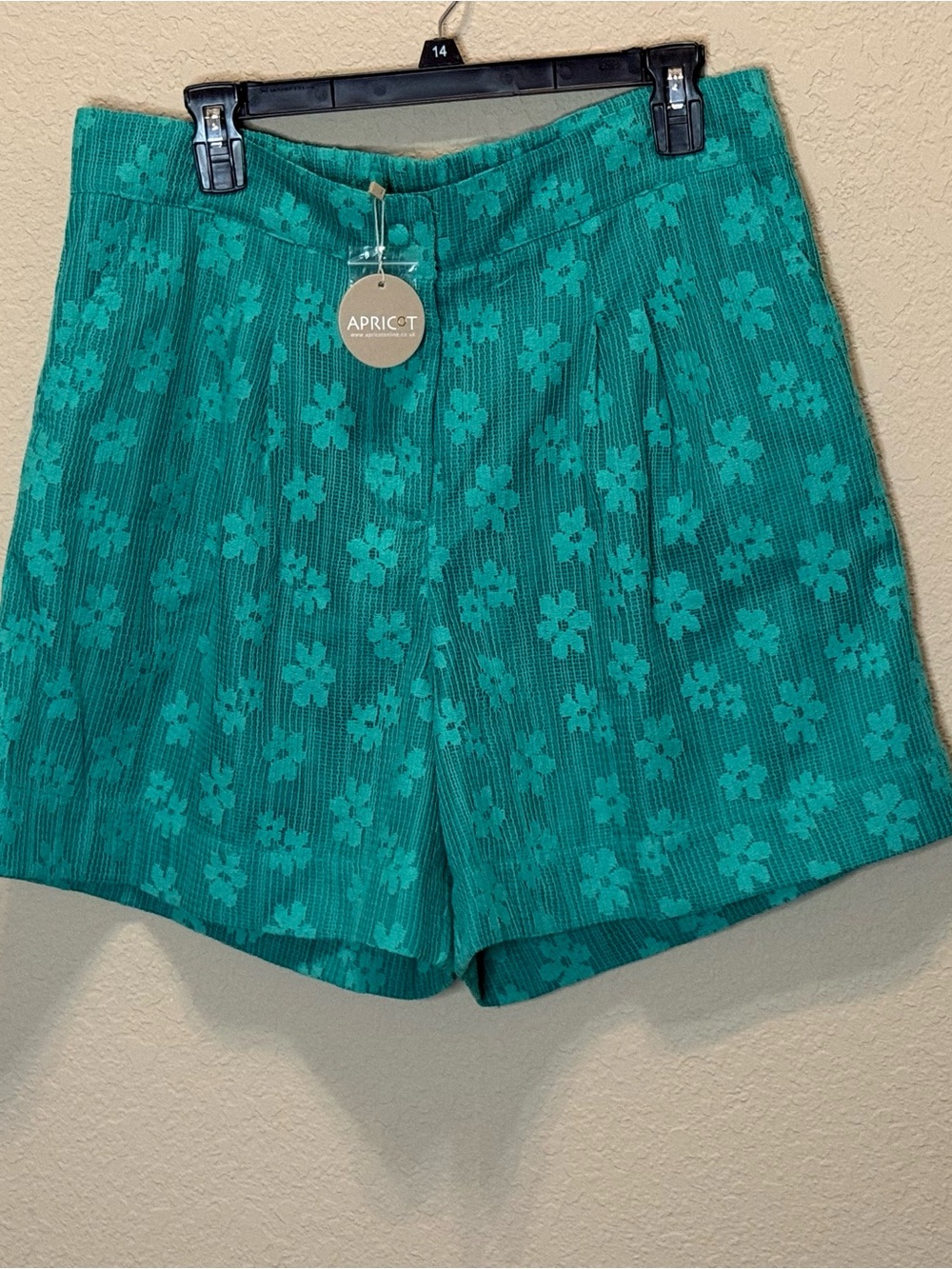 APRICOT Jade Green Floral Textured High-Waist Women’s Shorts